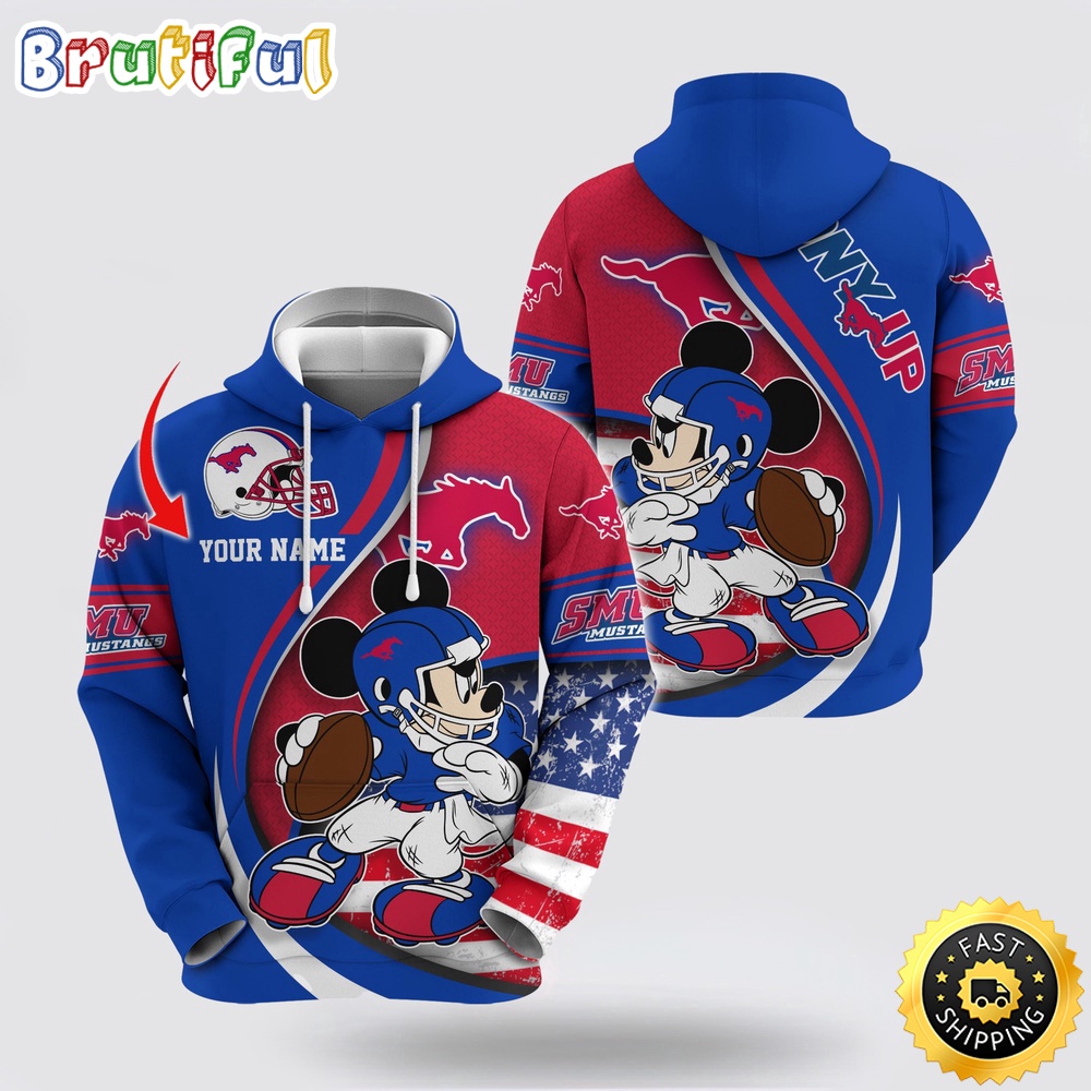 Ncaa Smu Mustangs Hoodie Mickey Mouse 100 Year Anniversary