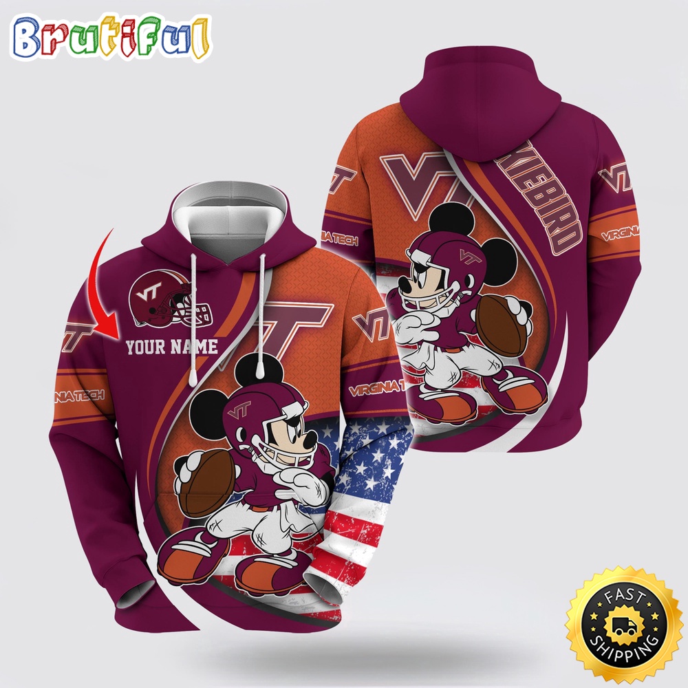 Ncaa Virginia Tech Hokies Hoodie Mickey Mouse 100 Year Anniversary