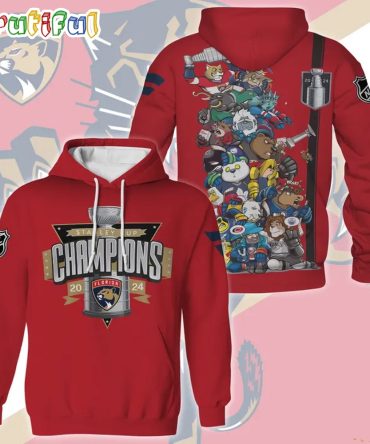 Nhl Florida Panthers Stanley Cup 2024 Champions Cartoon Design Hoodie
