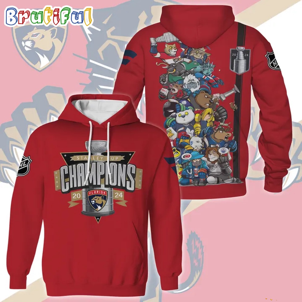 Nhl Florida Panthers Stanley Cup 2024 Champions Cartoon Design Hoodie