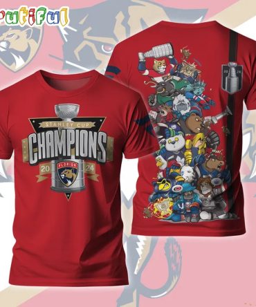 Nhl Florida Panthers Stanley Cup 2024 Champions Cartoon Design T Shirt