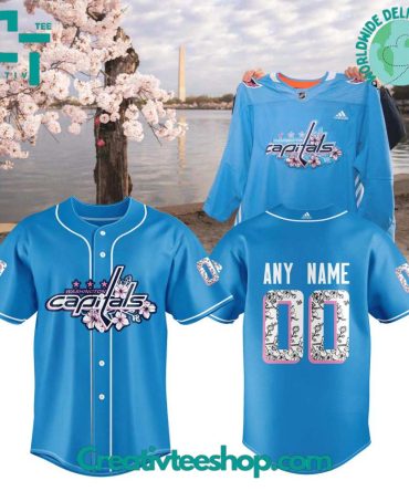 Nhl Washington Capitals Cherry Blossom Blue Baseball Jersey