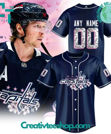 Nhl Washington Capitals Cherry Blossom Navy Baseball Jersey