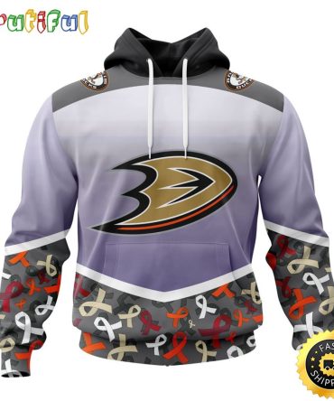 Nhl Anaheim Ducks Specialized Sport Fights Again All Cancer All Over Print 3D Hoodie Unisex Hoodie