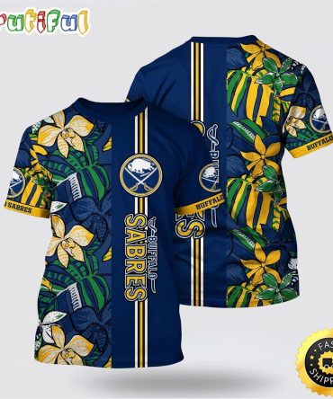 Nhl Buffalo Sabres All Over Print T Shirt Tropical Tropical Forest Floral Pattern Summer T Shirt