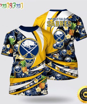 Nhl Buffalo Sabres All Over Print T Shirt With Tropical Pineapple Summer T Shirt