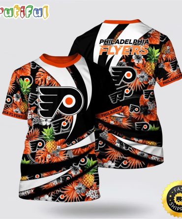 Nhl Philadelphia Flyers All Over Print T Shirt With Tropical Pineapple Summer T Shirt