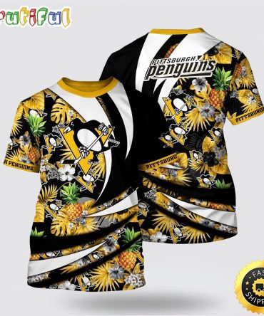 Nhl Pittsburgh Penguins All Over Print T Shirt With Tropical Pineapple Summer T Shirt