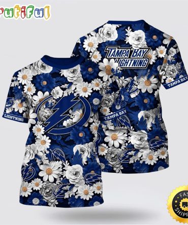 Nhl Tampa Bay Lightning All Over Print T Shirt Tropical Begonia Flower Pattern Summer T Shirt