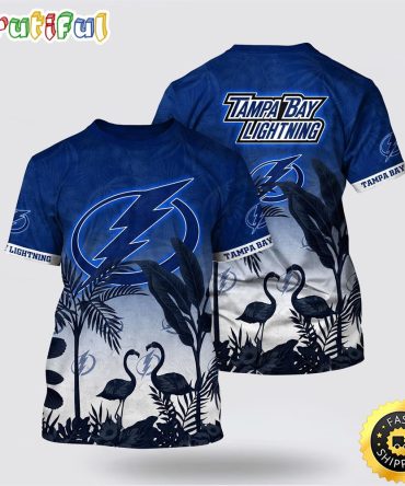 Nhl Tampa Bay Lightning All Over Print T Shirt Tropical Flamingo Pattern Summer T Shirt