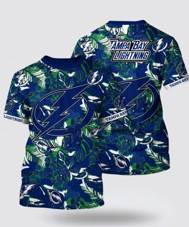 Nhl Tampa Bay Lightning All Over Print T Shirt Tropical Leaf Pattern Summer T Shirt