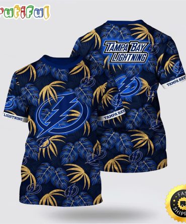 Nhl Tampa Bay Lightning All Over Print T Shirt Tropical Motifs Summer T Shirt
