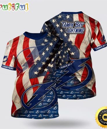 Nhl Tampa Bay Lightning All Over Print T Shirt With American Flag Pattern Summer T Shirt