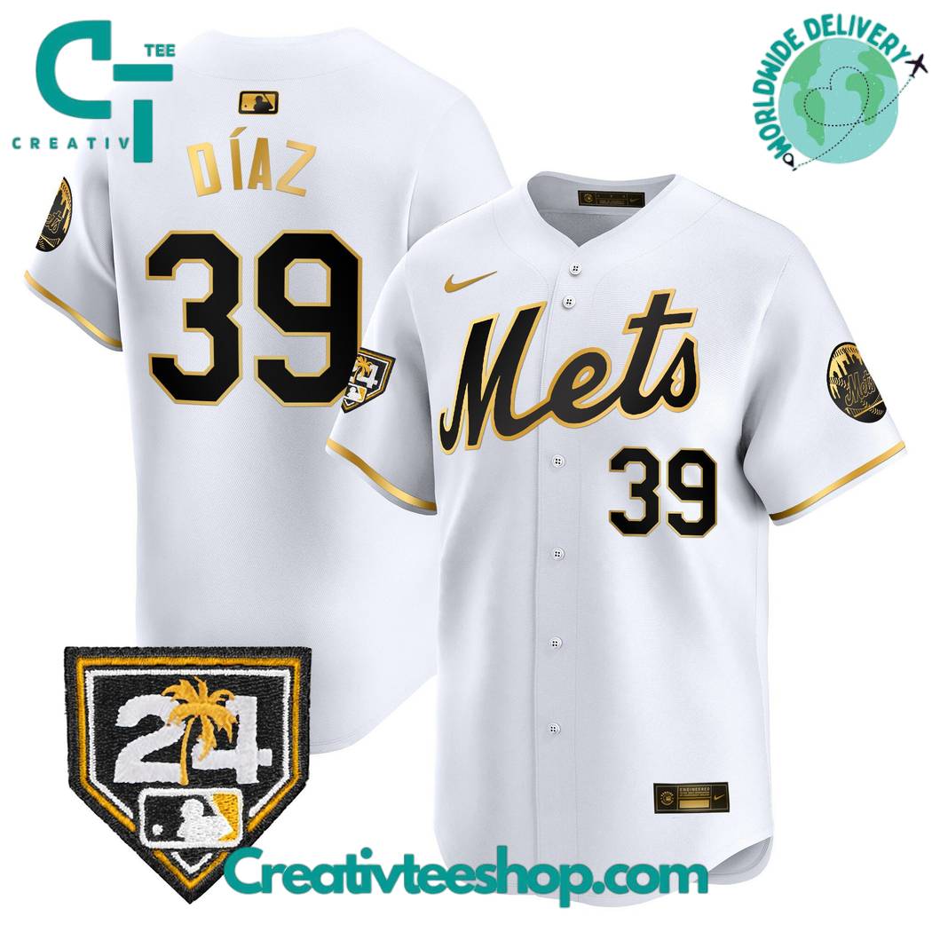 New York Mets 2024 Spring Training Vapor Premier White Gold Baseball Jersey - Image 2
