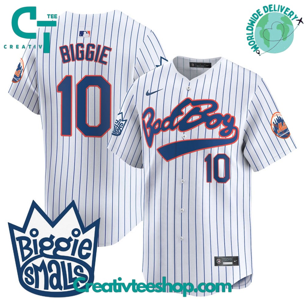 New York Mets Biggie Smalls Bad Boy Pinstripes Baseball Jersey