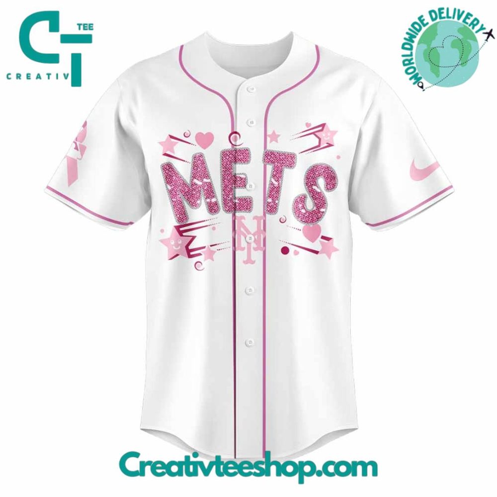 New York Mets Cancer Awareness Month Together Baseball Jersey - Image 2