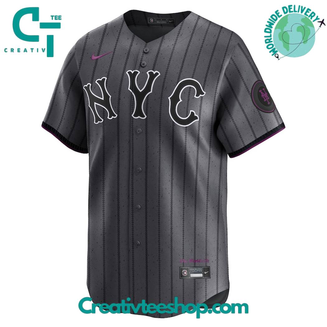 New York Mets Graphite 2024 City Connect Baseball Jersey - Image 2