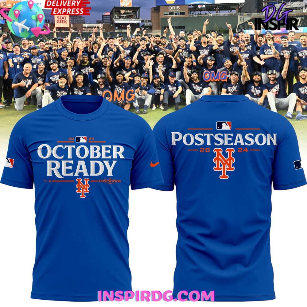 New York Mets October Ready 2024 Blue T-Shirt