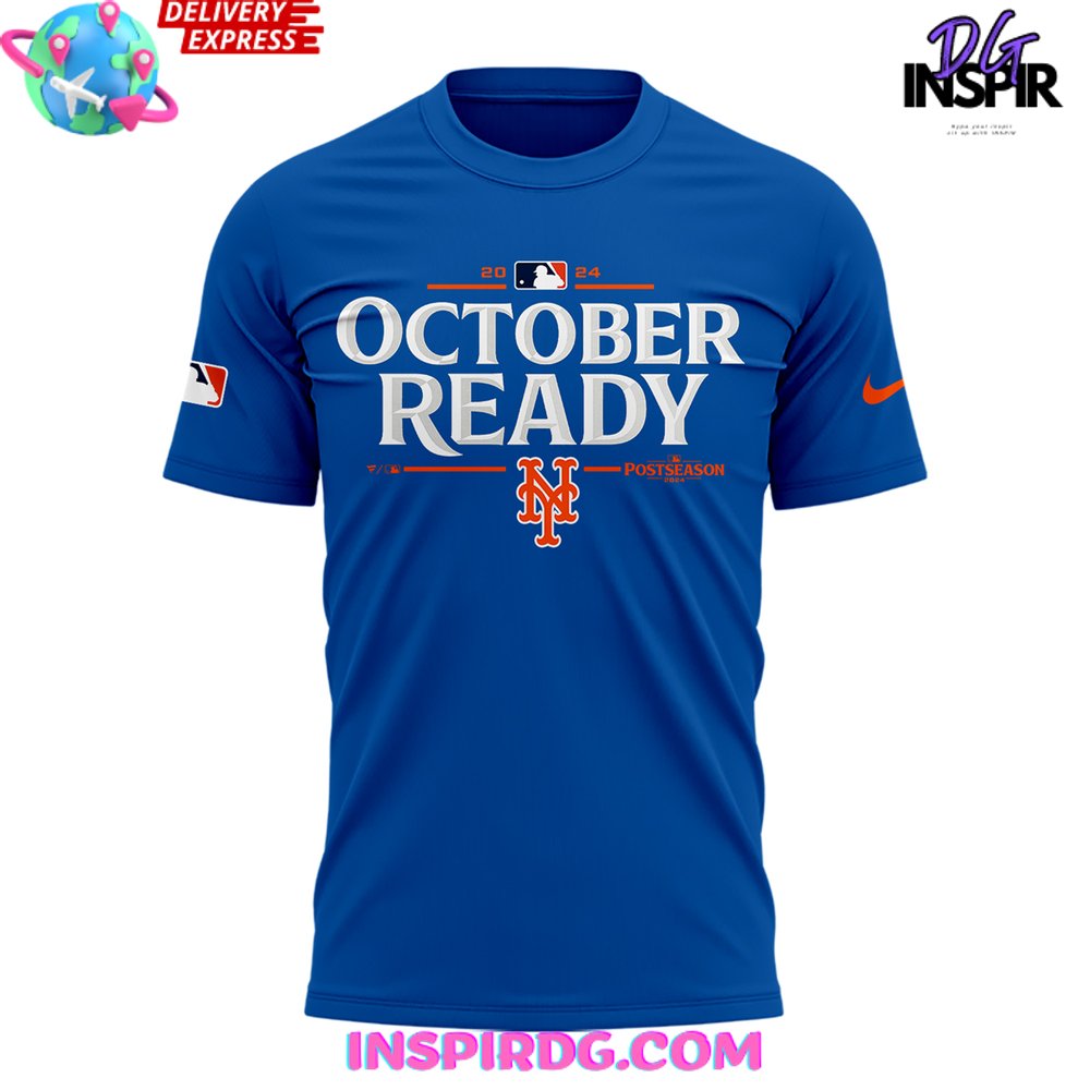 New York Mets October Ready 2024 Blue T-Shirt - Image 2
