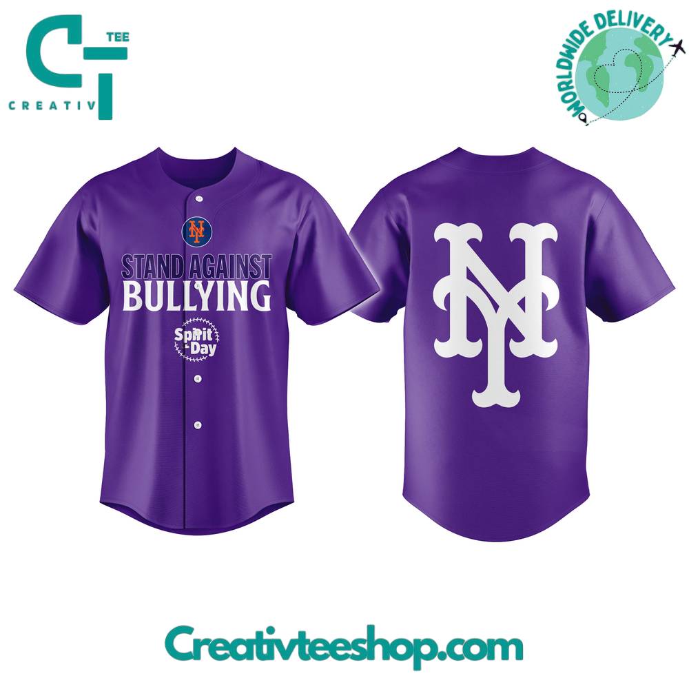 New York Mets Stand Against Bullying Spirit Day Baseball Jersey - Image 2