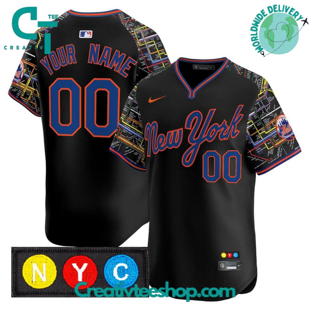 New York Mets Subway Style Personalized Baseball Jersey - Image 2