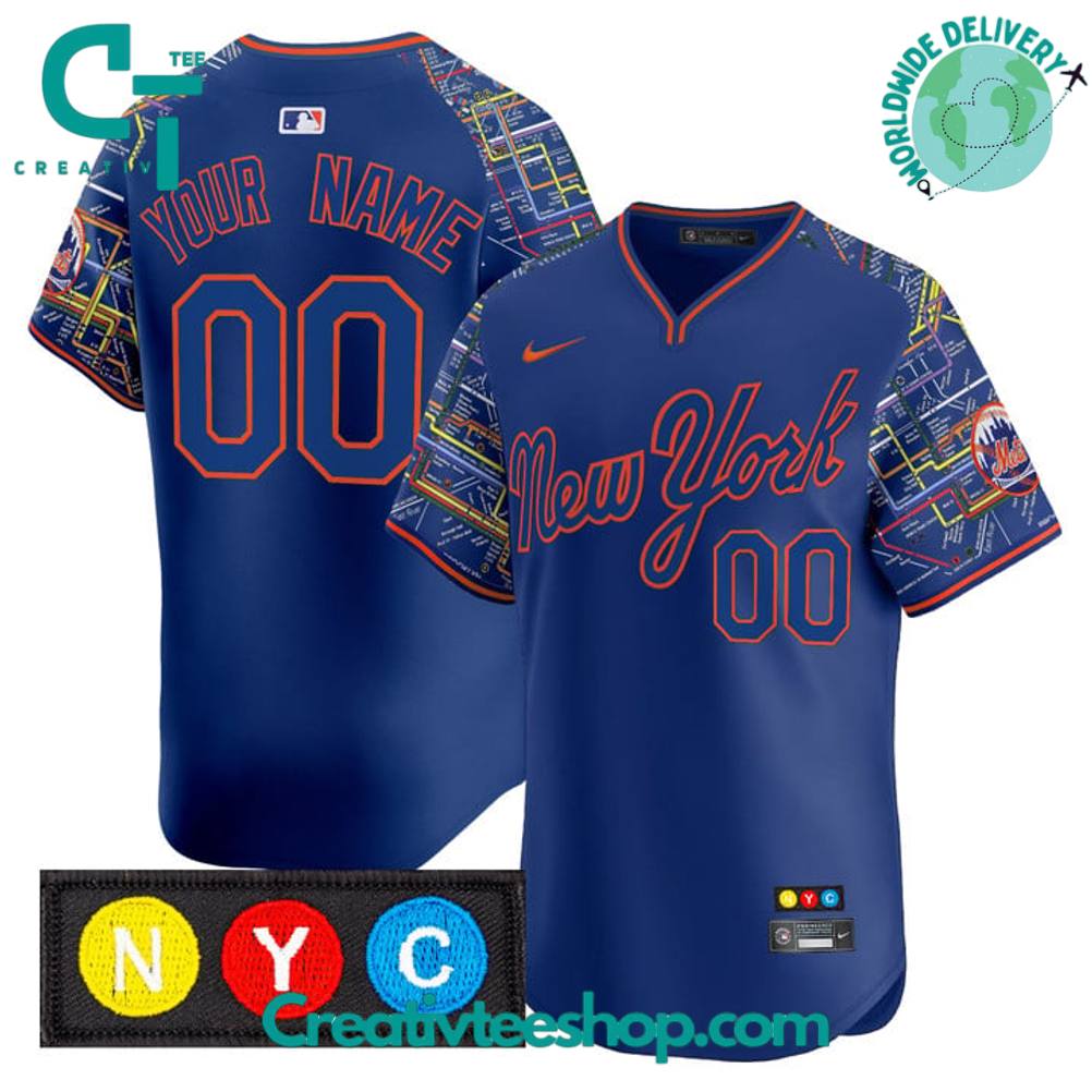 New York Mets Subway Style Personalized Baseball Jersey - Image 3