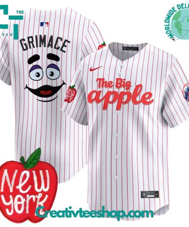 New York Mets The Big Apple Grimace Pinstripes Baseball Jersey