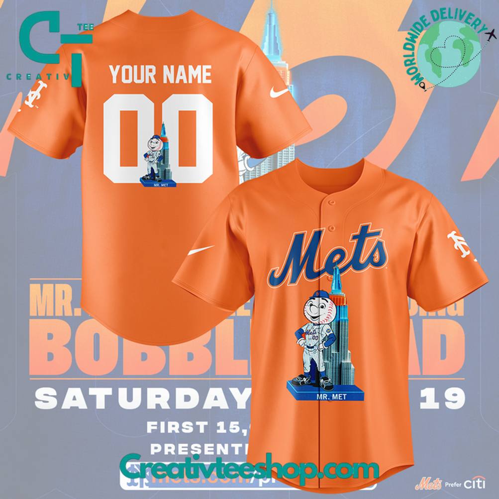 New York Mets X Mr. Met Empire State Building Bobblehead Special Baseball Jersey - Image 2