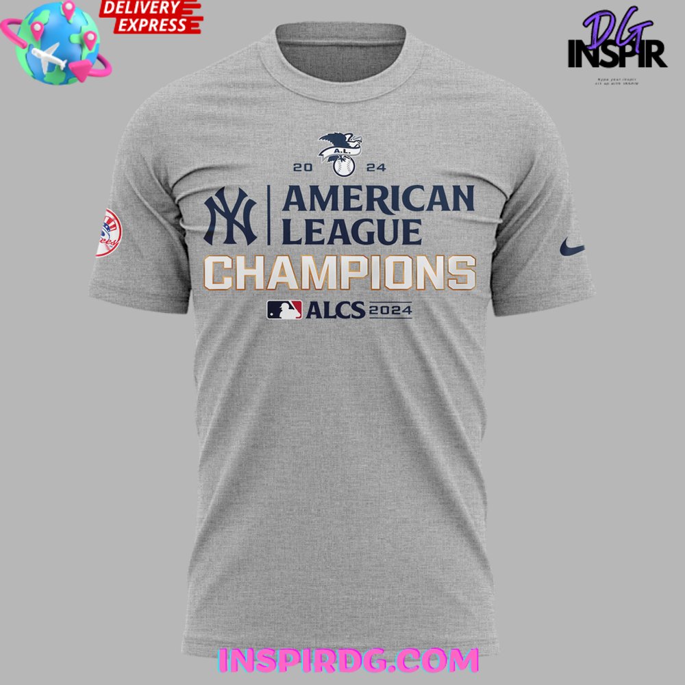 New York Yankees American League Champions 2024 Grey T-Shirt - Image 2
