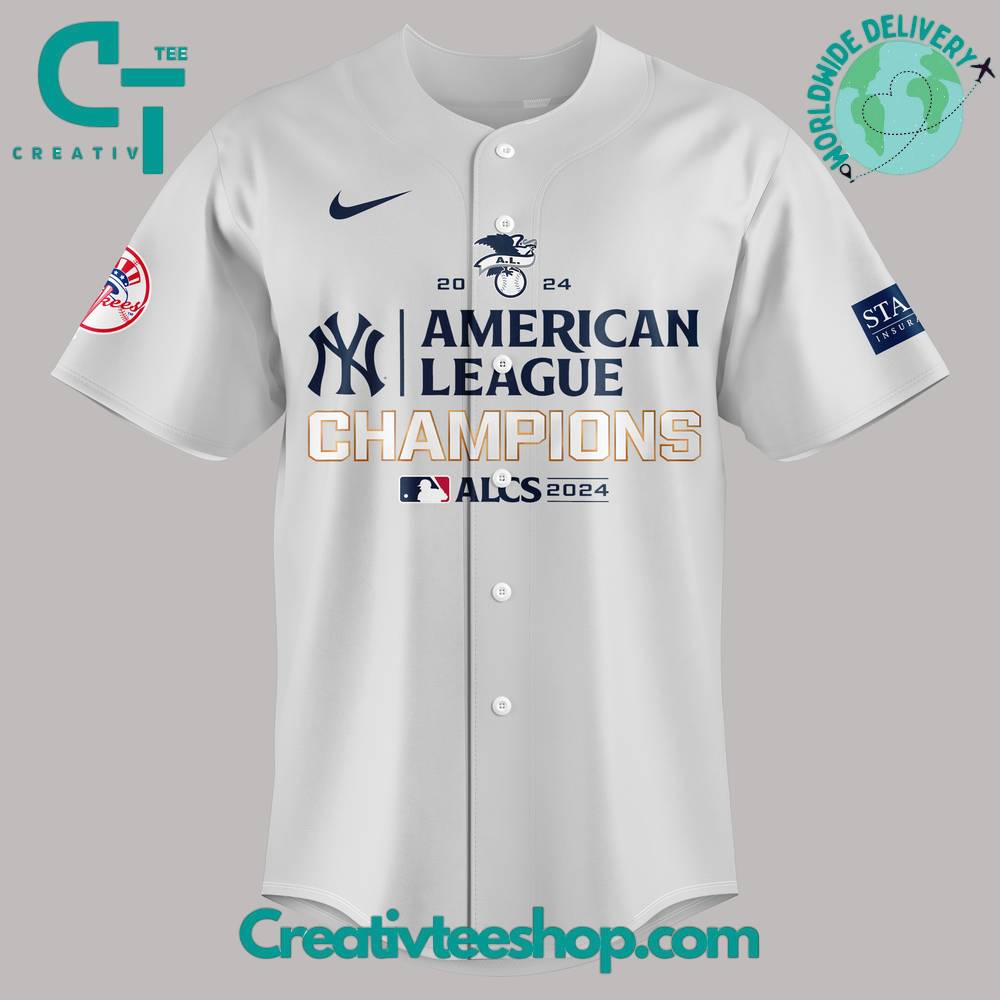 New York Yankees American League Champions Grey Baseball Jersey - Image 2