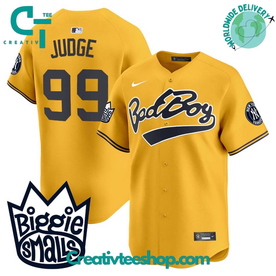 New York Yankees Biggie Smalls Gold Baseball Jersey - Image 2