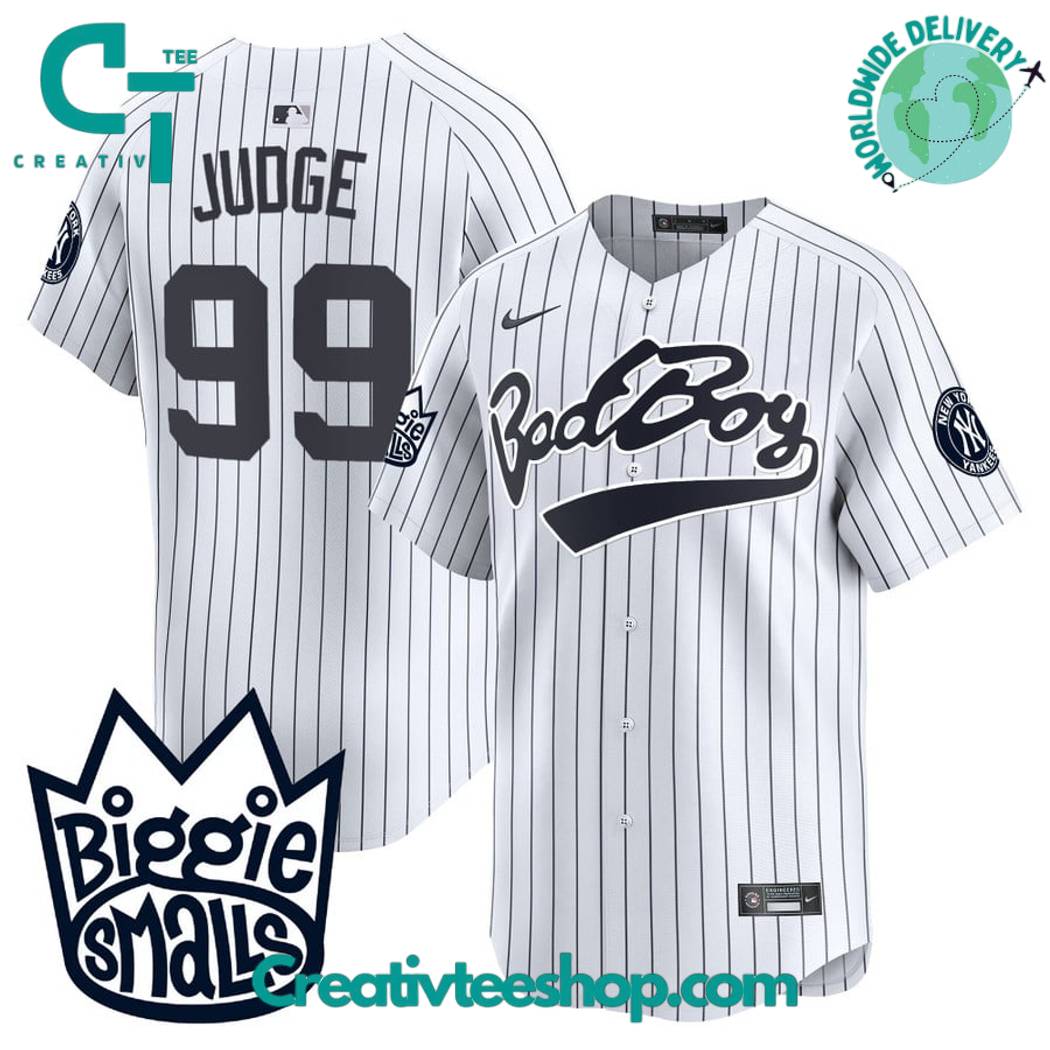 New York Yankees Biggie Smalls White Baseball Jersey - Image 2