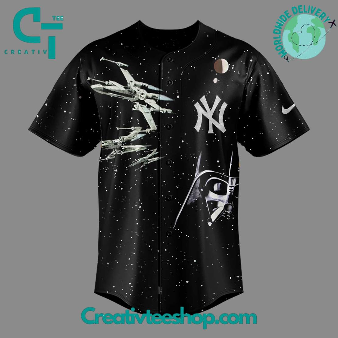 New York Yankees X Star Wars Night 2025 Galaxy Design Baseball Jersey - Image 2