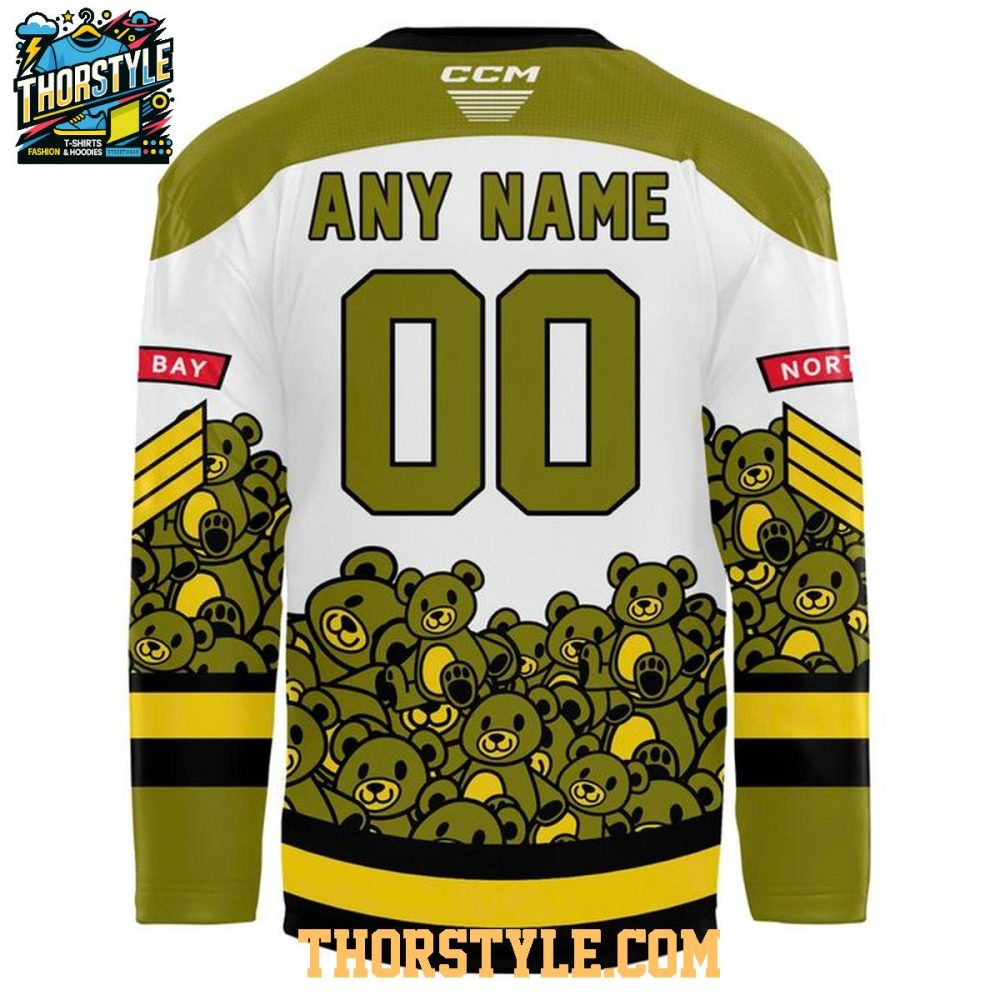 North Bay Battalion Teddy Bear Toss 2025 Christmas Personalized Hockey Jersey - Image 3