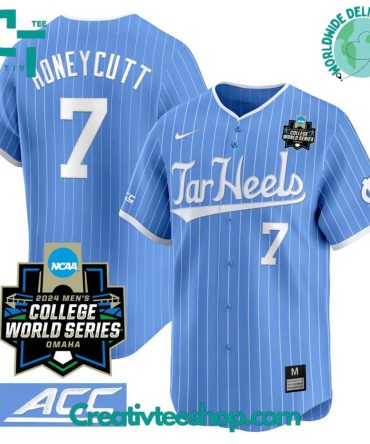 North Carolina Tar Heels 2024 College World Series Baseball Jersey - Blue Pinstripes