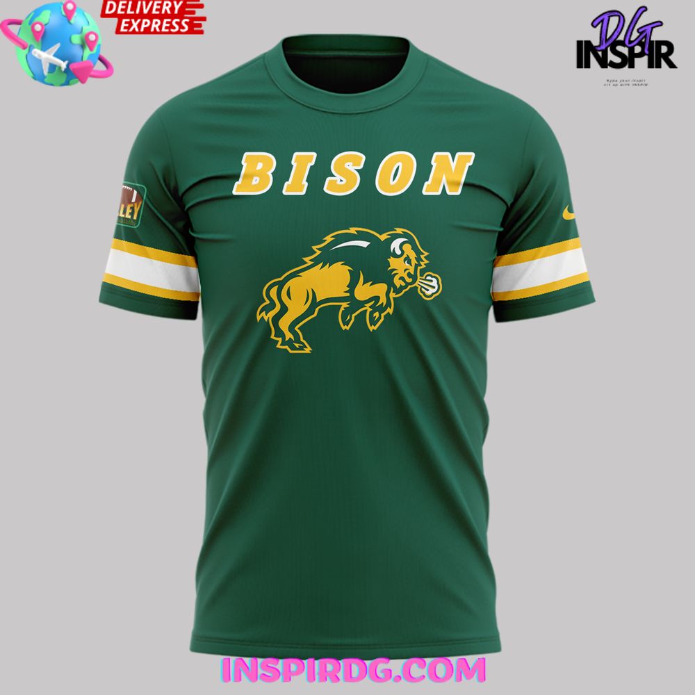 North Dakota State Bison Football 2024 Green T-Shirt - Image 2