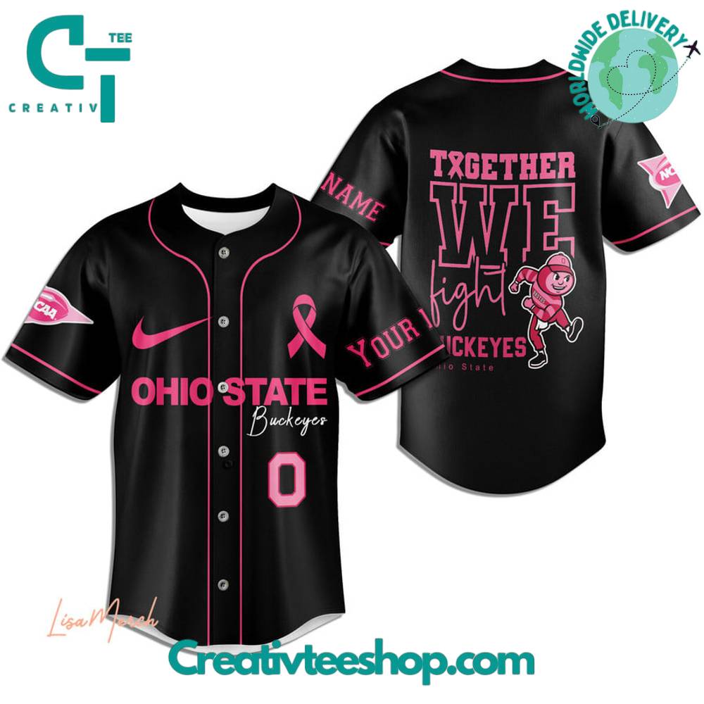 Ohio State Buckeyes Breast Cancer Together We Fight Baseball Jersey - Image 2