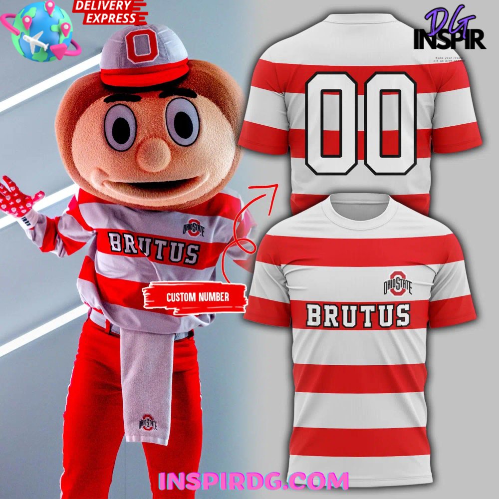 Ohio State Football Brutus Striped T-Shirt