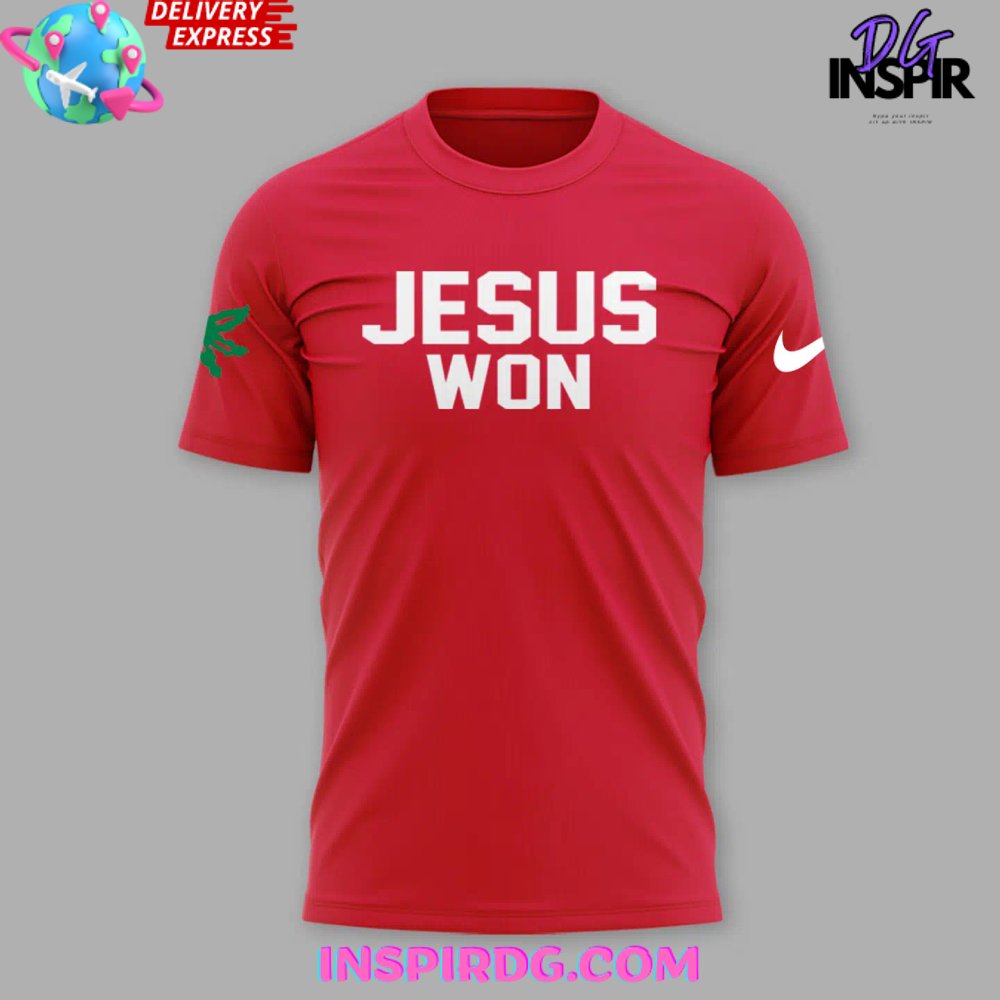Ohio State Football Follow Jesus 2024 Red T-Shirt - Image 3