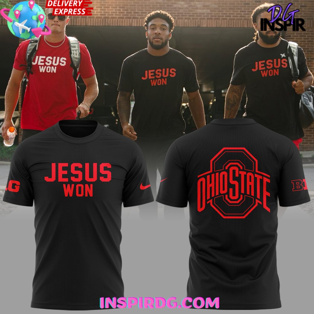 Ohio State Football Jesus Won 2024 Black T-Shirt
