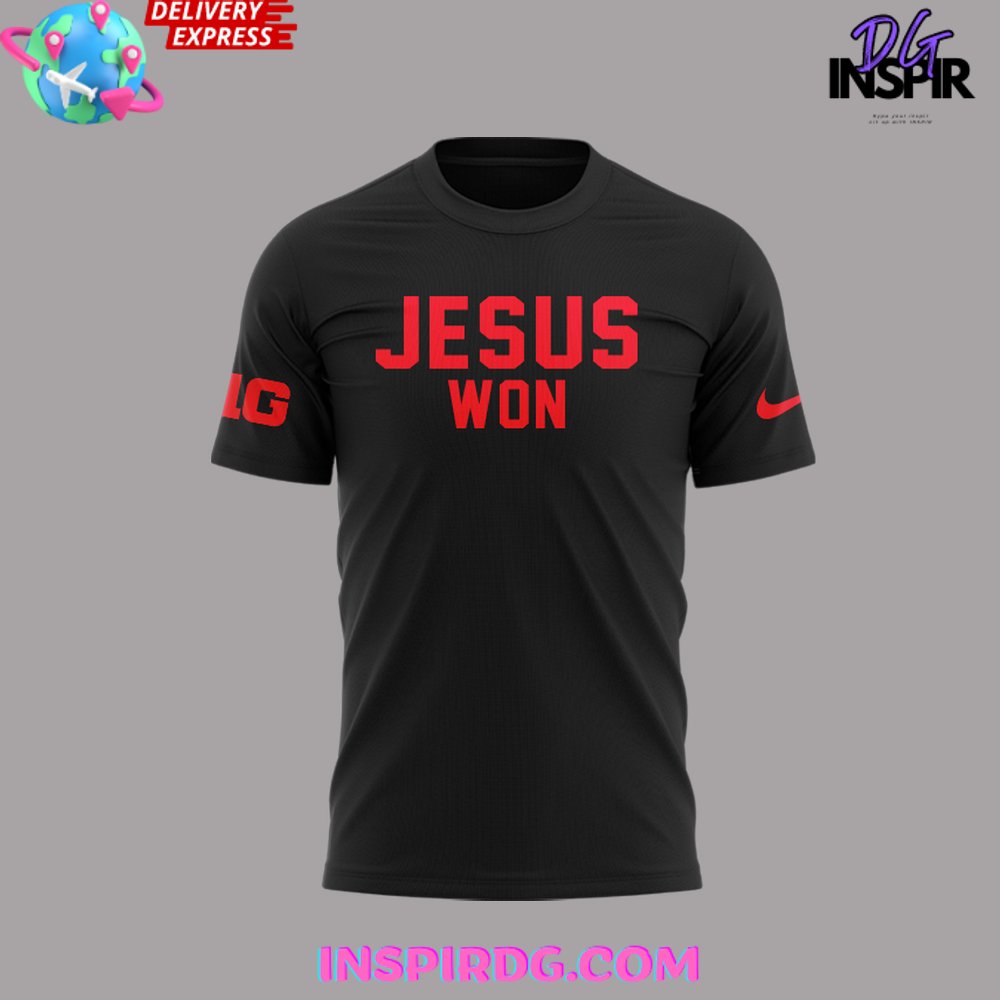 Ohio State Football Jesus Won 2024 Black T-Shirt - Image 2
