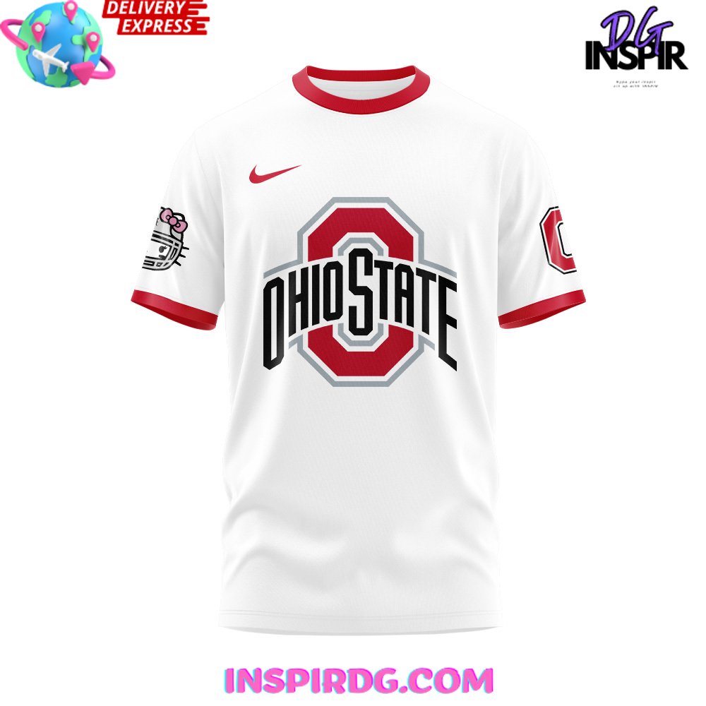 Ohio State Football X Hello Kitty White T-Shirt - Image 2
