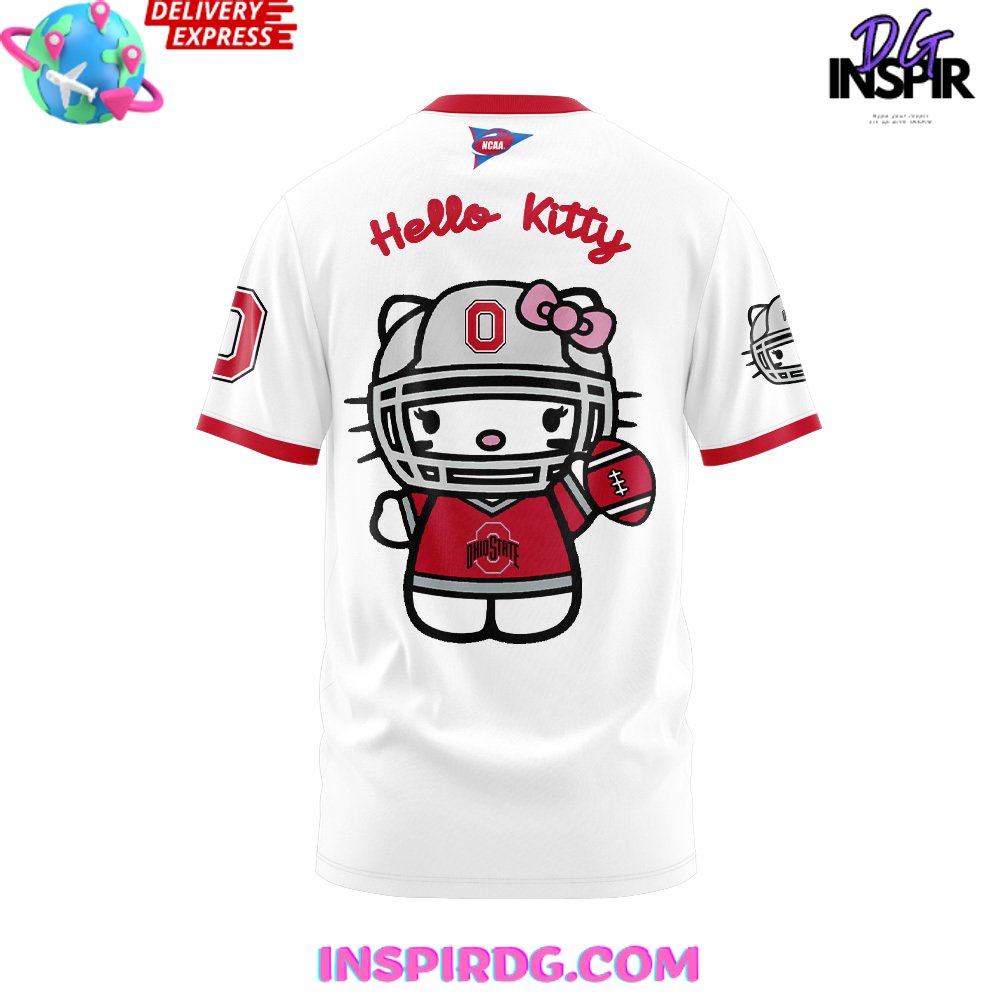 Ohio State Football X Hello Kitty White T-Shirt - Image 3