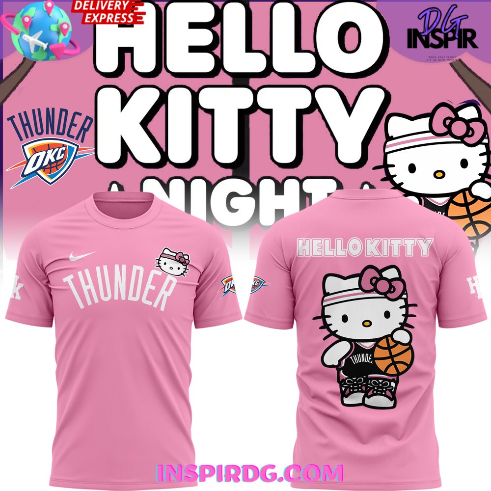 Oklahoma City Thunder X Hello Kitty 2025 Pink T-Shirt