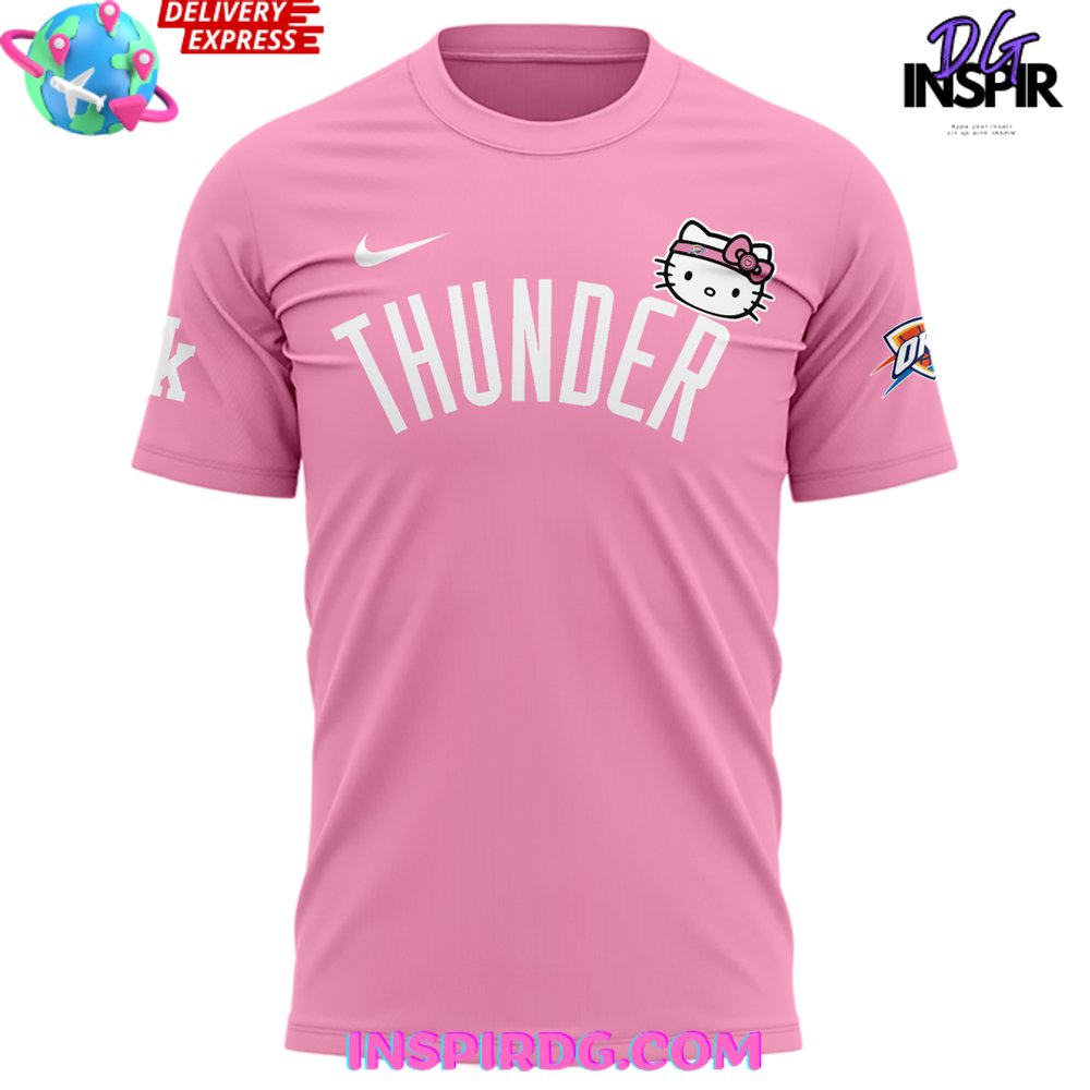 Oklahoma City Thunder X Hello Kitty 2025 Pink T-Shirt - Image 2