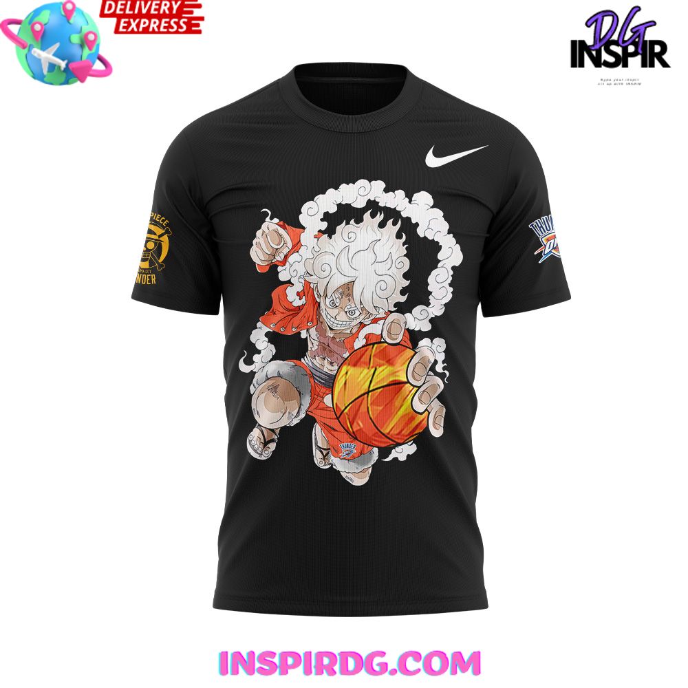Oklahoma City Thunder X One Piece Luffy Gear 5 T-Shirt - Image 2