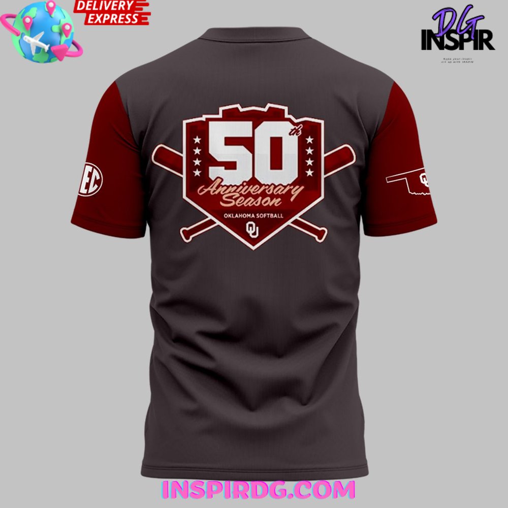 Oklahoma Softball 50Th Anniversary Season T-Shirt - Image 3