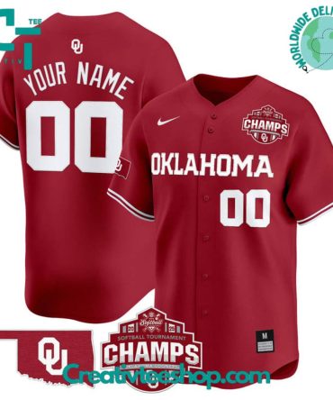Oklahoma Sooners 2025 Sec Softball Conference Tournament Champions Personalized Baseball Jersey
