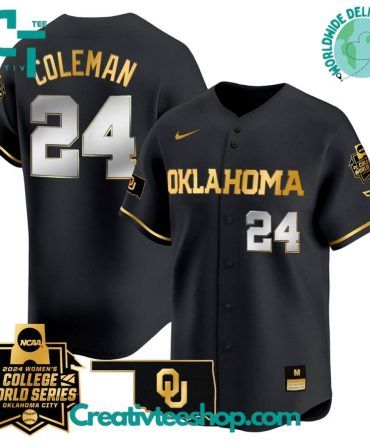 Oklahoma Sooners Womens College World Series Champions Black Gold Baseball Jersey