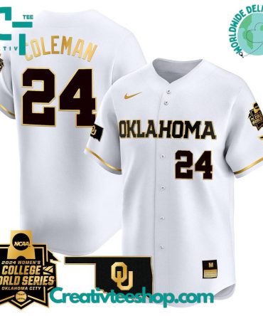 Oklahoma Sooners Womens College World Series Champions White Gold Baseball Jersey